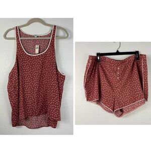 Rust Polka Dot Tank & Shorts pj Set